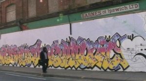 BBC beeline: Graffiti and boarded-up shops in Upper Orwell Street